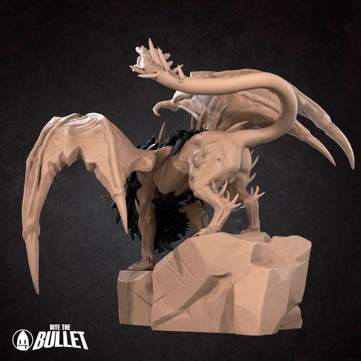 Manticore - 32mm, 35mm Scale - Unpainted Miniature for DnD, Pathfinder, Tabletop RPGs - Bite the Bullet