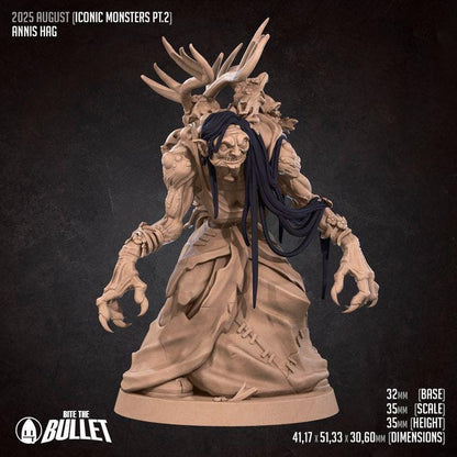 Annis Hag - 32mm, 35mm Scale - Unpainted Miniature for DnD, Pathfinder, Tabletop RPGs - Bite the Bullet
