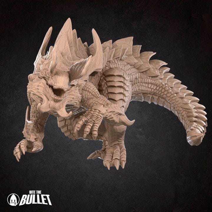 Tarrasque - 32mm, 35mm Scale - Unpainted Miniature for DnD, Pathfinder, Tabletop RPGs - Bite the Bullet