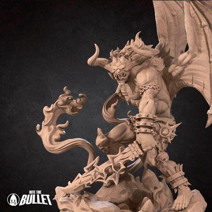 Balor - 32mm, 35mm Scale - Unpainted Miniature for DnD, Pathfinder, Tabletop RPGs - Bite the Bullet