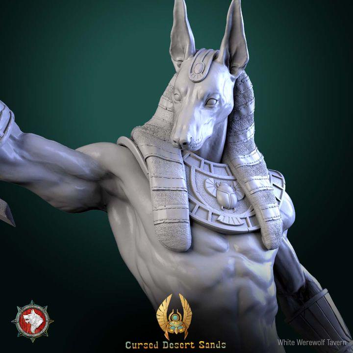 Anhotek, Jackal of the Black Gate - 32mm Scale - Unpainted Miniature for DnD, Pathfinder, Tabletop RPGs - White Werewolf Tavern