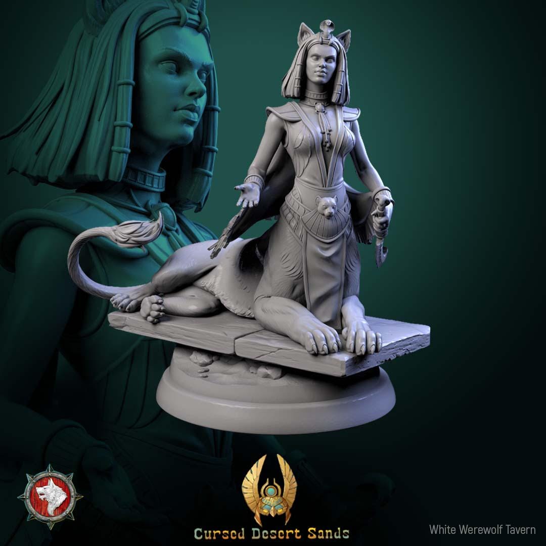 Sphinx Daughters of Sekhara - 32mm Scale - Unpainted Miniature for DnD, Pathfinder, Tabletop RPGs - White Werewolf Tavern