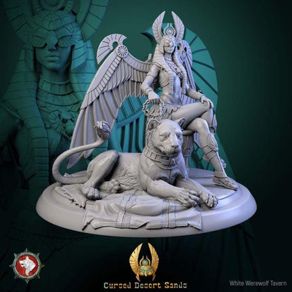 Sekhara the Lion Mother - 32mm Scale - Unpainted Miniature for DnD, Pathfinder, Tabletop RPGs - White Werewolf Tavern