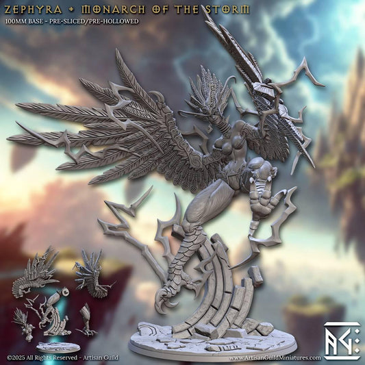 Zephyra, Harpy Queen - Raid at Temple Zephyra - 32mm Scale - Unpainted Miniature for DnD, Pathfinder, Tabletop RPGs - Artisan Guild