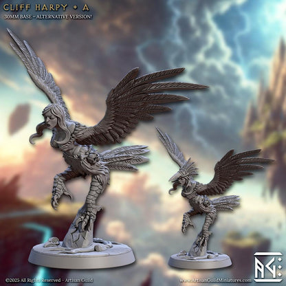 Cliff Harpies - 32mm Scale - Unpainted Miniature for DnD, Pathfinder, Tabletop RPGs - Artisan Guild