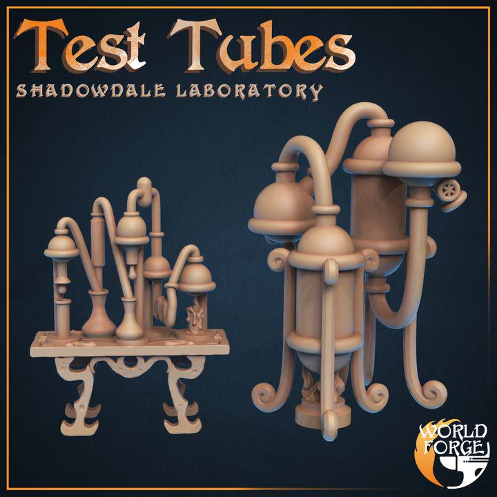 Test Tubes - Shadowdale Evil Laboratory - 32mm Scale - Unpainted Miniature for DnD, Pathfinder, Tabletop RPGs, Dioramas - World Forge