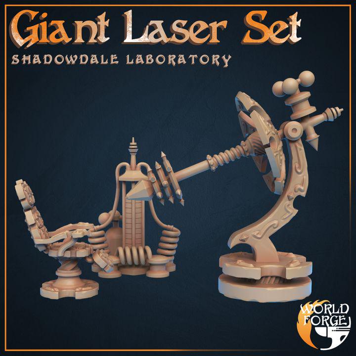 Giant Laser Set - Shadowdale Evil Laboratory - 32mm Scale - Unpainted Miniature for DnD, Pathfinder, Tabletop RPGs, Dioramas - World Forge
