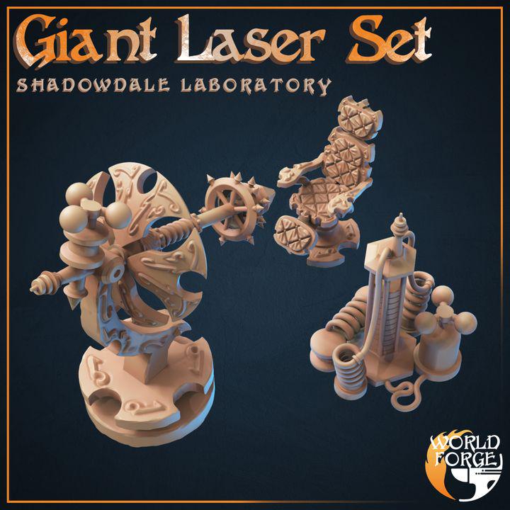 Giant Laser Set - Shadowdale Evil Laboratory - 32mm Scale - Unpainted Miniature for DnD, Pathfinder, Tabletop RPGs, Dioramas - World Forge