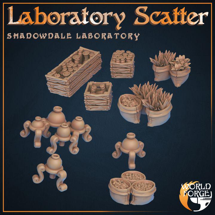 Lab Supplies - Shadowdale Evil Laboratory - 32mm Scale - Unpainted Miniature for DnD, Pathfinder, Tabletop RPGs, Dioramas - World Forge