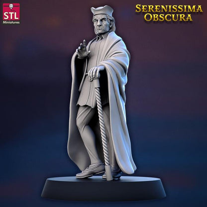 Human Male Noble, Deodato Failier - Serenissima Obscura - 32mm Scale - Unpainted Miniature for DnD, Pathfinder, Tabletop RPGs - STL Minis