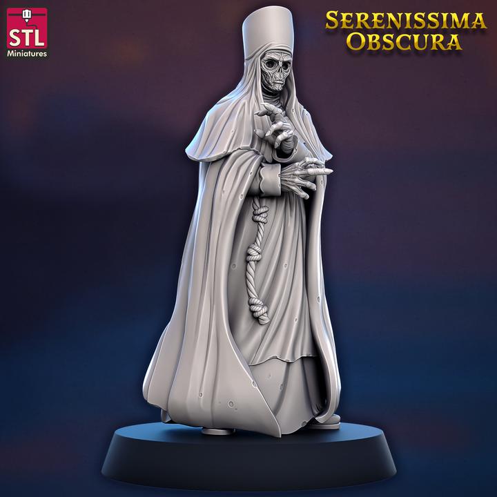 The Abbess, Undead Nun - Serenissima Obscura - 32mm Scale - Unpainted Miniature for DnD, Pathfinder, Tabletop RPGs - STL Miniatures