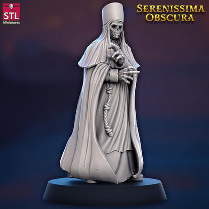 The Abbess, Undead Nun - Serenissima Obscura - 32mm Scale - Unpainted Miniature for DnD, Pathfinder, Tabletop RPGs - STL Miniatures