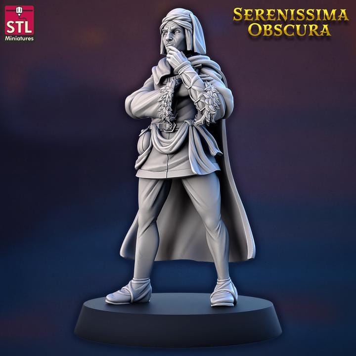 Noble, Lorenzo de Medici - Serenissima Obscura - 32mm Scale - Unpainted Miniature for DnD, Pathfinder, Tabletop RPGs - STL Minis