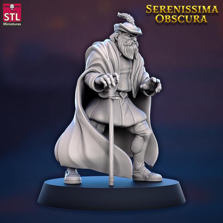 Human Male Noble, Il Patrone - Serenissima Obscura - 32mm Scale - Unpainted Miniature for DnD, Pathfinder, Tabletop RPGs - STL Minis