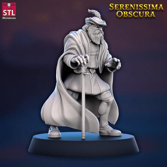 Human Male Noble, Il Patrone - Serenissima Obscura - 32mm Scale - Unpainted Miniature for DnD, Pathfinder, Tabletop RPGs - STL Minis