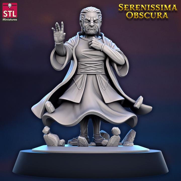 Human Druid, Emerencia - Serenissima Obscura - 32mm Scale - Unpainted Miniature for DnD, Pathfinder, Tabletop RPGs - STL Minis