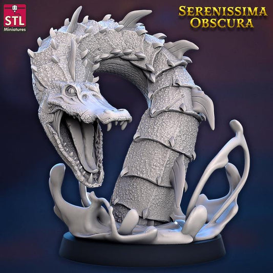 Alligator Worm - Serenissima Obscura - 32mm Scale - Unpainted Miniature for DnD, Pathfinder, Tabletop RPGs - STL Miniatures
