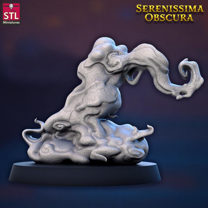 Tentacles From The Myst, Pose B - Serenissima Obscura - 32mm Scale - Unpainted Miniature for DnD, Pathfinder, Tabletop RPGs - STL Minis