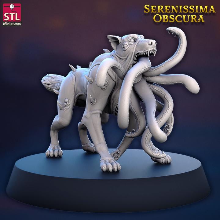 Mutated Dog - Serenissima Obscura - 32mm Scale - Unpainted Miniature for DnD, Pathfinder, Tabletop RPGs - STL Miniatures