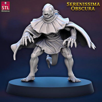 Gorg, Fishfolk - Serenissima Obscura - 32mm Scale - Unpainted Miniature for DnD, Pathfinder, Tabletop RPGs - STL Miniatures