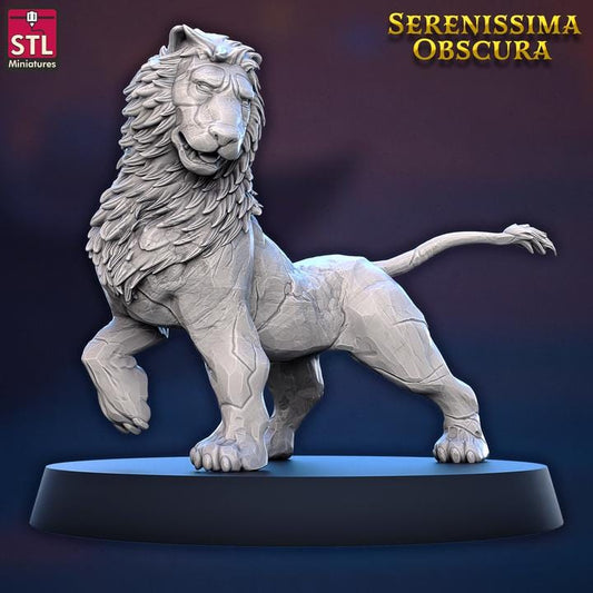 Stone Lions, Lords of the Arsenale - Serenissima Obscura - 32mm Scale - Unpainted Miniature for DnD, Pathfinder, Tabletop RPGs - STL Minis