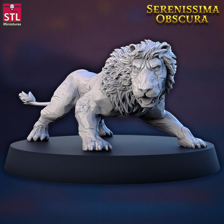 Stone Lions, Lords of the Arsenale - Serenissima Obscura - 32mm Scale - Unpainted Miniature for DnD, Pathfinder, Tabletop RPGs - STL Minis