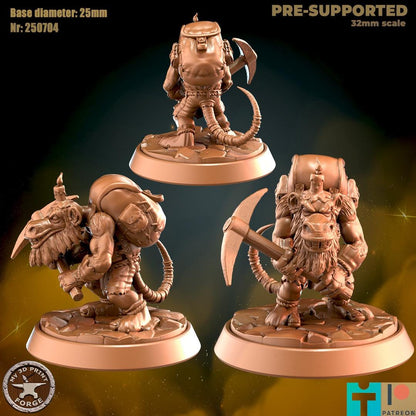 Kobold Miner - 3 Poses - 32mm Scale - Unpainted Miniature for DnD, Pathfinder, Tabletop RPGs - My3dPrintForge