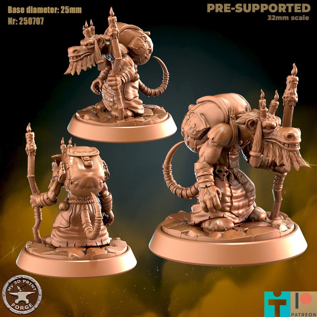 Kobold Pyromancer - 4 Poses - 32mm Scale - Unpainted Miniature for DnD, Pathfinder, Tabletop RPGs - My3dPrintForge