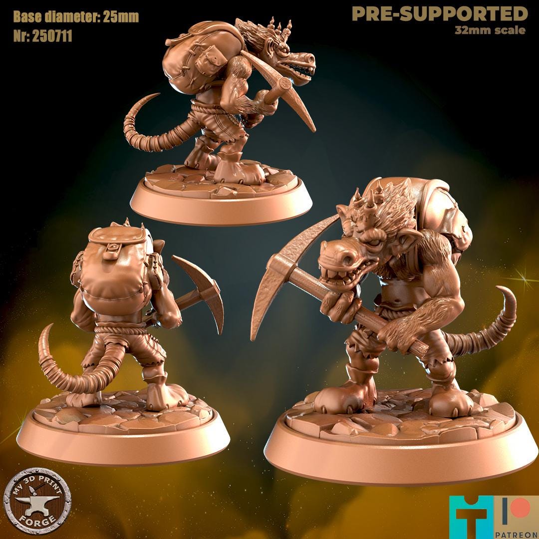 Kobold Thief - 3 Poses - 32mm Scale - Unpainted Miniature for DnD, Pathfinder, Tabletop RPGs - My3dPrintForge