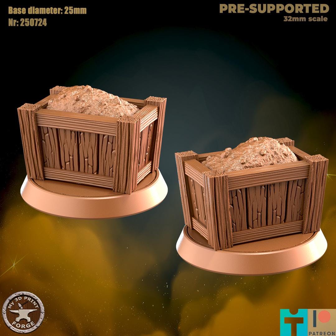 Box of Ore - 32mm Scale - Unpainted Miniature for DnD, Pathfinder, Tabletop RPGs - My3dPrintForge