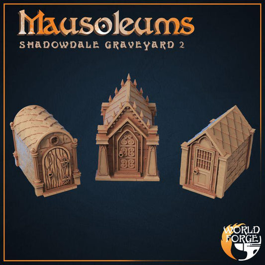Mausoleums - Graveyard Collection - 32mm Scale - Unpainted Miniature for DnD, Pathfinder, Tabletop RPGs, Dioramas - World Forge Miniatures