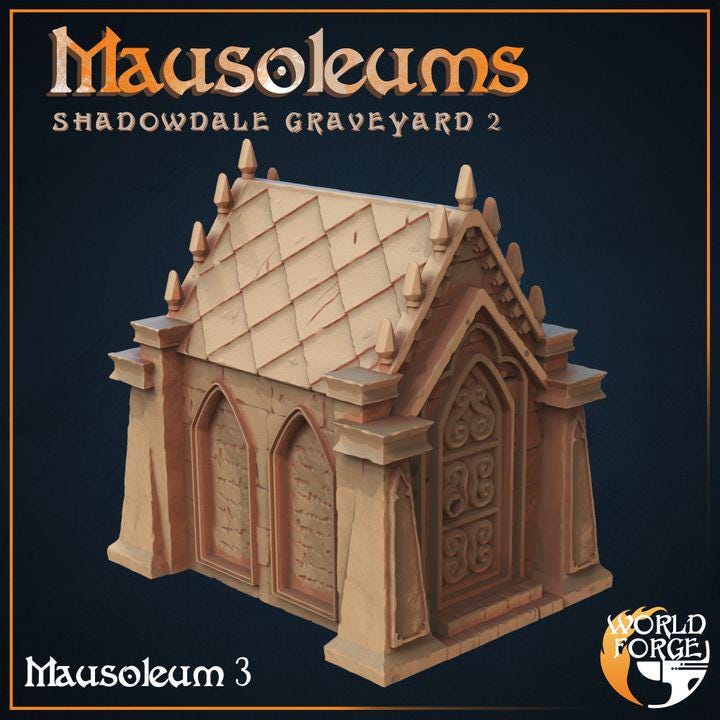 Mausoleums - Graveyard Collection - 32mm Scale - Unpainted Miniature for DnD, Pathfinder, Tabletop RPGs, Dioramas - World Forge Miniatures