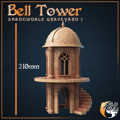 Bell Tower - Graveyard Collection - 32mm Scale - Unpainted Miniature for DnD, Pathfinder, Tabletop RPGs, Dioramas - World Forge Miniatures