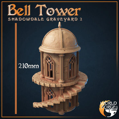 Bell Tower - Graveyard Collection - 32mm Scale - Unpainted Miniature for DnD, Pathfinder, Tabletop RPGs, Dioramas - World Forge Miniatures
