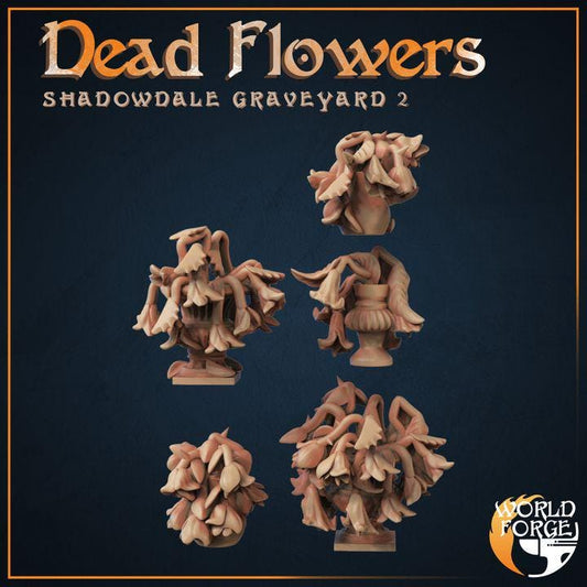 Dead Flowers - Graveyard Collection - 32mm Scale - Unpainted Miniature for DnD, Pathfinder, Tabletop RPGs, Dioramas - World Forge Miniatures