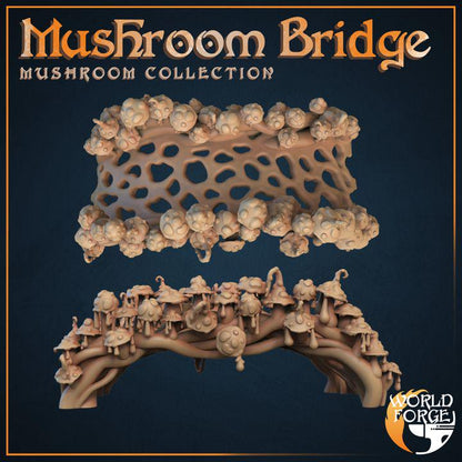 Mushroom Bridge - Mushroom Collection - 32mm Scale - Unpainted Miniature for DnD, Pathfinder, Tabletop RPGs, and Dioramas - World Forge