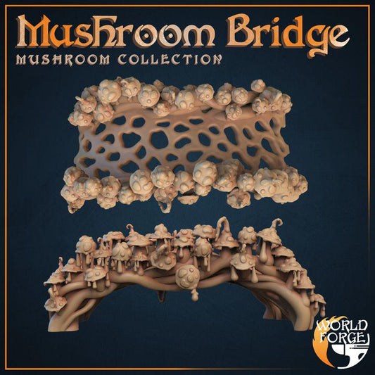 Mushroom Bridge - Mushroom Collection - 32mm Scale - Unpainted Miniature for DnD, Pathfinder, Tabletop RPGs, and Dioramas - World Forge