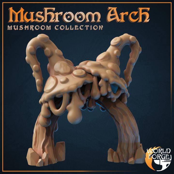 Mushroom Arch - Mushroom Collection - 32mm Scale - Unpainted Miniature for DnD, Pathfinder, Tabletop RPGs, and Dioramas - World Forge