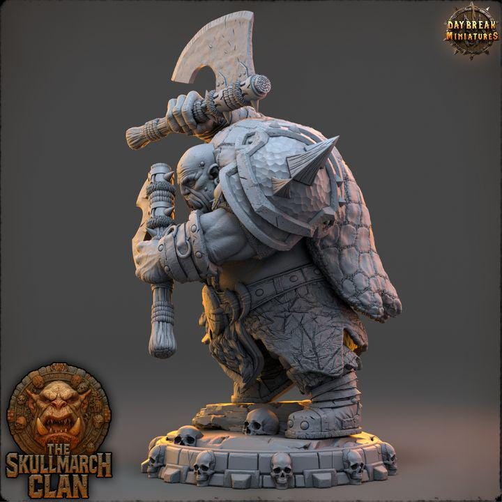 Brathok Gravesinger - The Skullmarch Clan - 32mm Scale - Unpainted Miniature for DnD, Pathfinder, Tabletop RPGs - Daybreak Miniatures