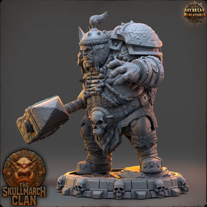 Drunthar Warcaller - The Skullmarch Clan - 32mm Scale - Unpainted Miniature for DnD, Pathfinder, Tabletop RPGs - Daybreak Miniatures