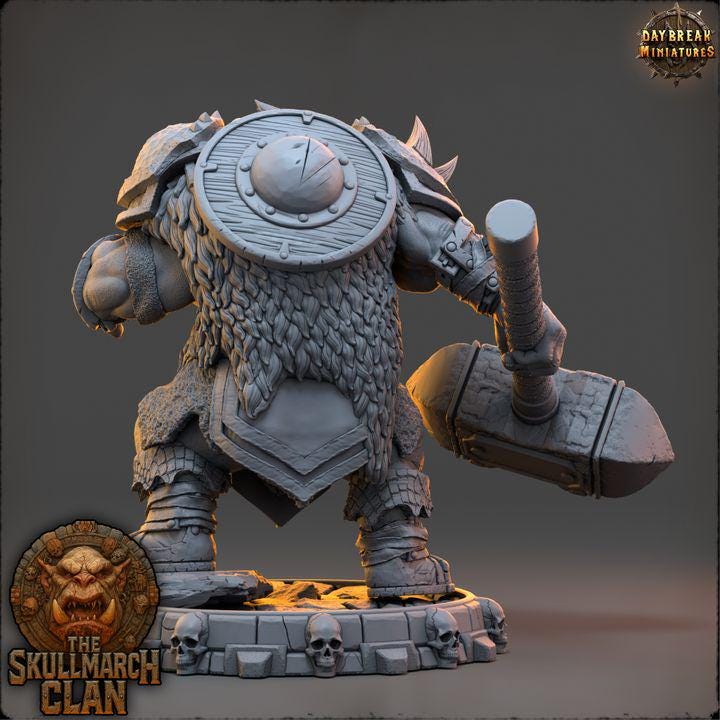 Drunthar Warcaller - The Skullmarch Clan - 32mm Scale - Unpainted Miniature for DnD, Pathfinder, Tabletop RPGs - Daybreak Miniatures
