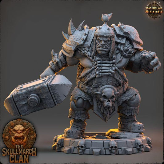 Drunthar Warcaller - The Skullmarch Clan - 32mm Scale - Unpainted Miniature for DnD, Pathfinder, Tabletop RPGs - Daybreak Miniatures