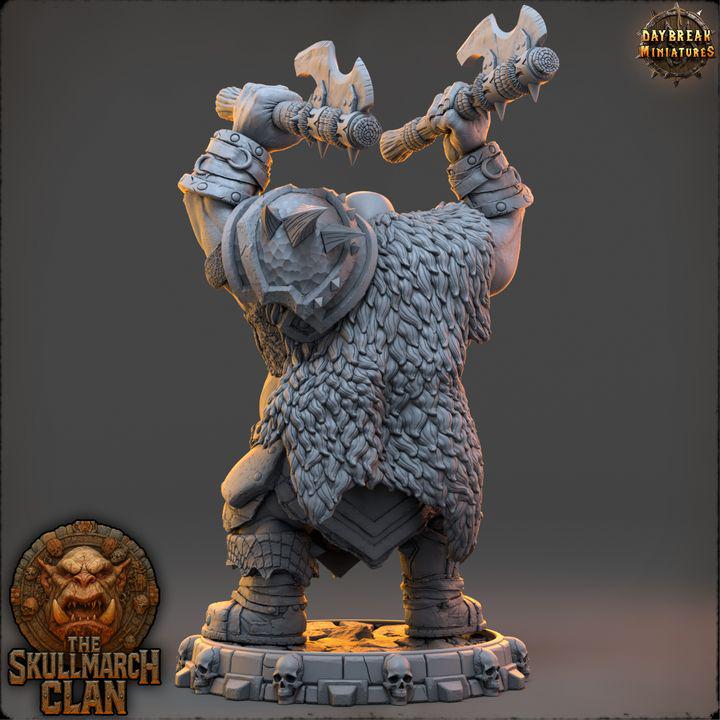 Gorthak Doubleiron - The Skullmarch Ogre Clan - 32mm Scale - Unpainted Miniature for DnD, Pathfinder, Tabletop RPGs - Daybreak Miniatures