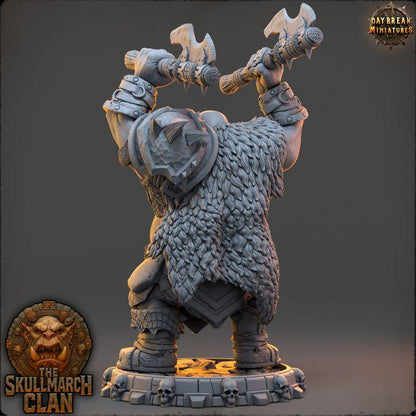 Gorthak Doubleiron - The Skullmarch Ogre Clan - 32mm Scale - Unpainted Miniature for DnD, Pathfinder, Tabletop RPGs - Daybreak Miniatures