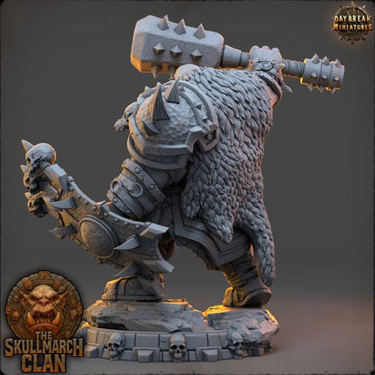 Grunmar Oathbreaker - The Skullmarch Clan - 32mm Scale - Unpainted Miniature for DnD, Pathfinder, Tabletop RPGs - Daybreak Miniatures