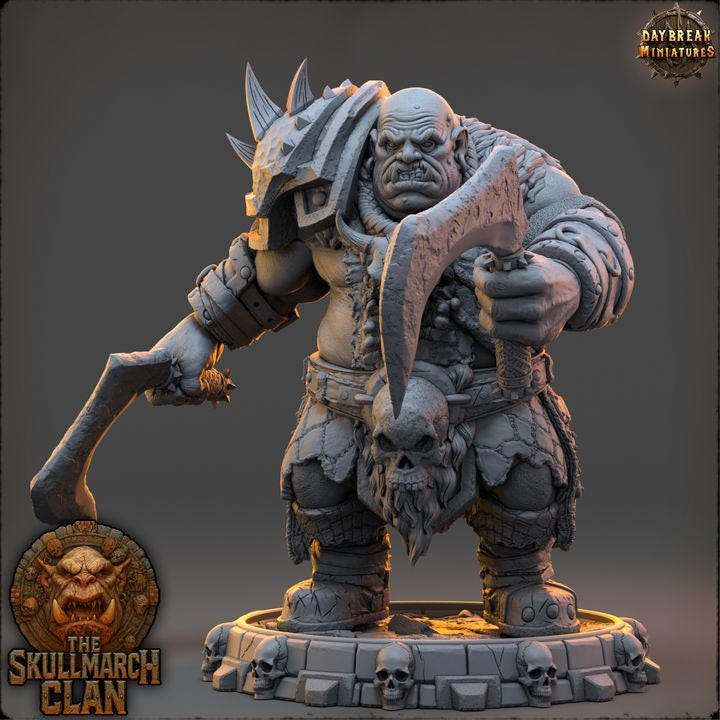 Lokthar Stonewound - The Skullmarch Clan - 32mm Scale - Unpainted Miniature for DnD, Pathfinder, Tabletop RPGs - Daybreak Miniatures
