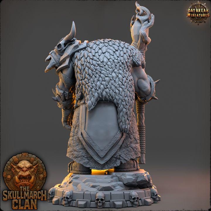 Molgar Ashvoice - The Skullmarch Clan - 32mm Scale - Unpainted Miniature for DnD, Pathfinder, Tabletop RPGs - Daybreak Miniatures