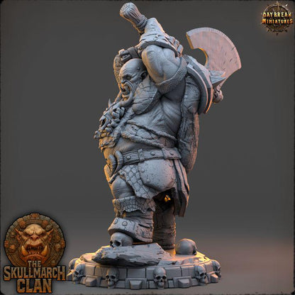 Tholgar Dawnsplitter - The Skullmarch Ogre Clan - 32mm Scale - Unpainted Miniature for DnD, Pathfinder, Tabletop RPGs - Daybreak Miniatures