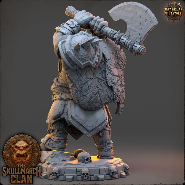 Tholgar Dawnsplitter - The Skullmarch Ogre Clan - 32mm Scale - Unpainted Miniature for DnD, Pathfinder, Tabletop RPGs - Daybreak Miniatures