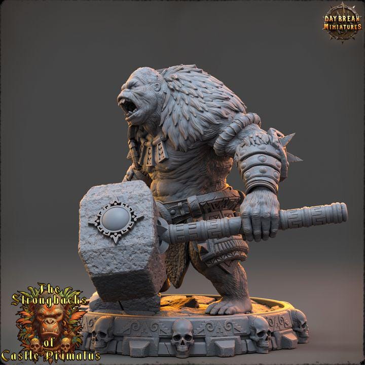 Raka Windar, Strongbacks of Castle Primatus - 32mm Scale - Unpainted Miniature for DnD, Pathfinder, Tabletop RPGs - Daybreak Miniatures